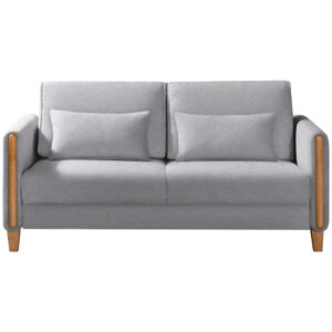 BANK MET BEDFUNCTIE, beukenkleur, lichtgrijs hout, textiel