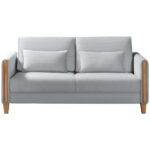 BANK MET BEDFUNCTIE, beukenkleur, lichtgrijs hout, textiel thumbnail 1