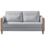 BANK MET BEDFUNCTIE, beukenkleur, lichtgrijs hout, textiel thumbnail 1