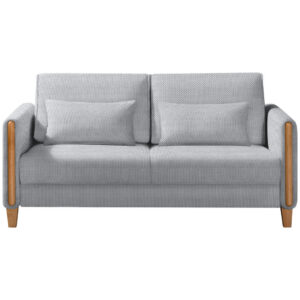 BANK MET BEDFUNCTIE, beukenkleur, lichtgrijs hout, textiel