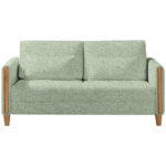 BANK MET BEDFUNCTIE, beukenkleur, lichtgroen hout, textiel thumbnail 1