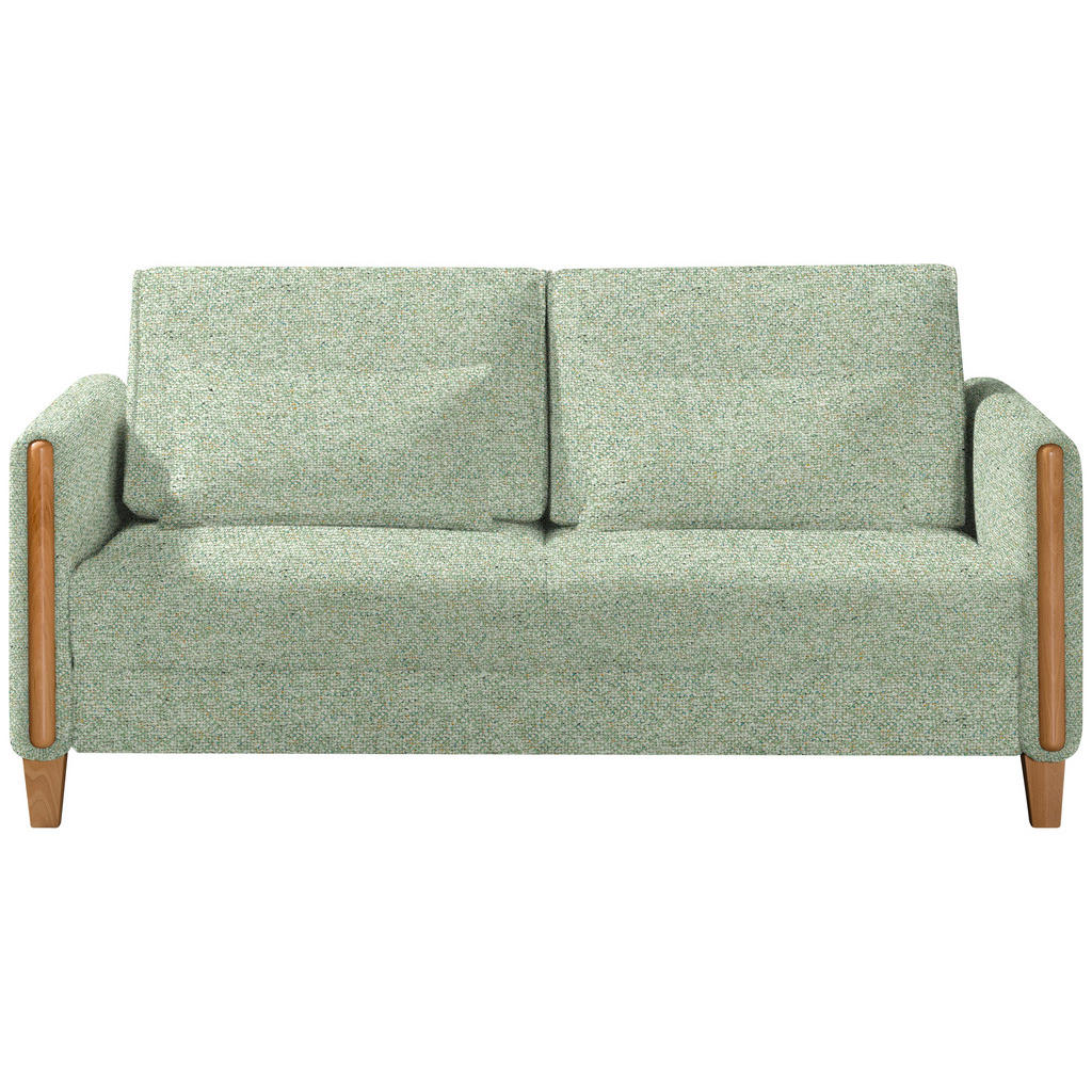 BANK MET BEDFUNCTIE, beukenkleur, lichtgroen hout, textiel