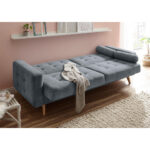 BANK MET BEDFUNCTIE, antraciet textiel, houtmateriaal thumbnail 2