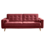 BANK MET BEDFUNCTIE, kleuren van bosvruchten, textiel, houten materiaal thumbnail 1