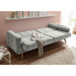 BANK MET BEDFUNCTIE, vuilbruin textiel, houten materiaal thumbnail 2