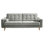BANK MET BEDFUNCTIE, vuilbruin textiel, houten materiaal thumbnail 1