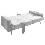 BANK MET BEDFUNCTIE, vuilbruin textiel, houten materiaal thumbnail 5