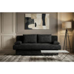 BANK MET BEDFUNCTIE, zwart textiel, houten materiaal thumbnail 2