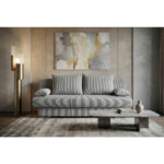 BANK MET BEDFUNCTIE, lichtgrijs textiel, houten materiaal thumbnail 2
