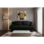BANK MET BEDFUNCTIE, zwart textiel, houten materiaal thumbnail 7