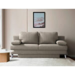 BANK MET BEDFUNCTIE, lichtbruin textiel thumbnail 2