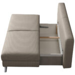 BANK MET BEDFUNCTIE, lichtbruin textiel thumbnail 4