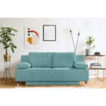 BANK MET BEDFUNCTIE, turquoise textiel thumbnail 2