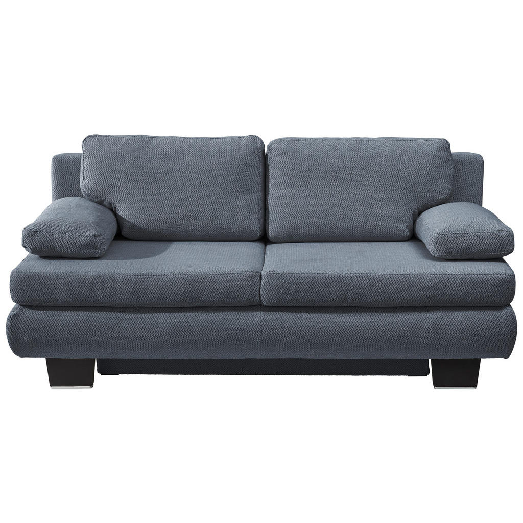 BANK MET BEDFUNCTIE, blauw, grijs textiel