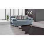 BANK MET BEDFUNCTIE, blauw, grijs textiel thumbnail 2