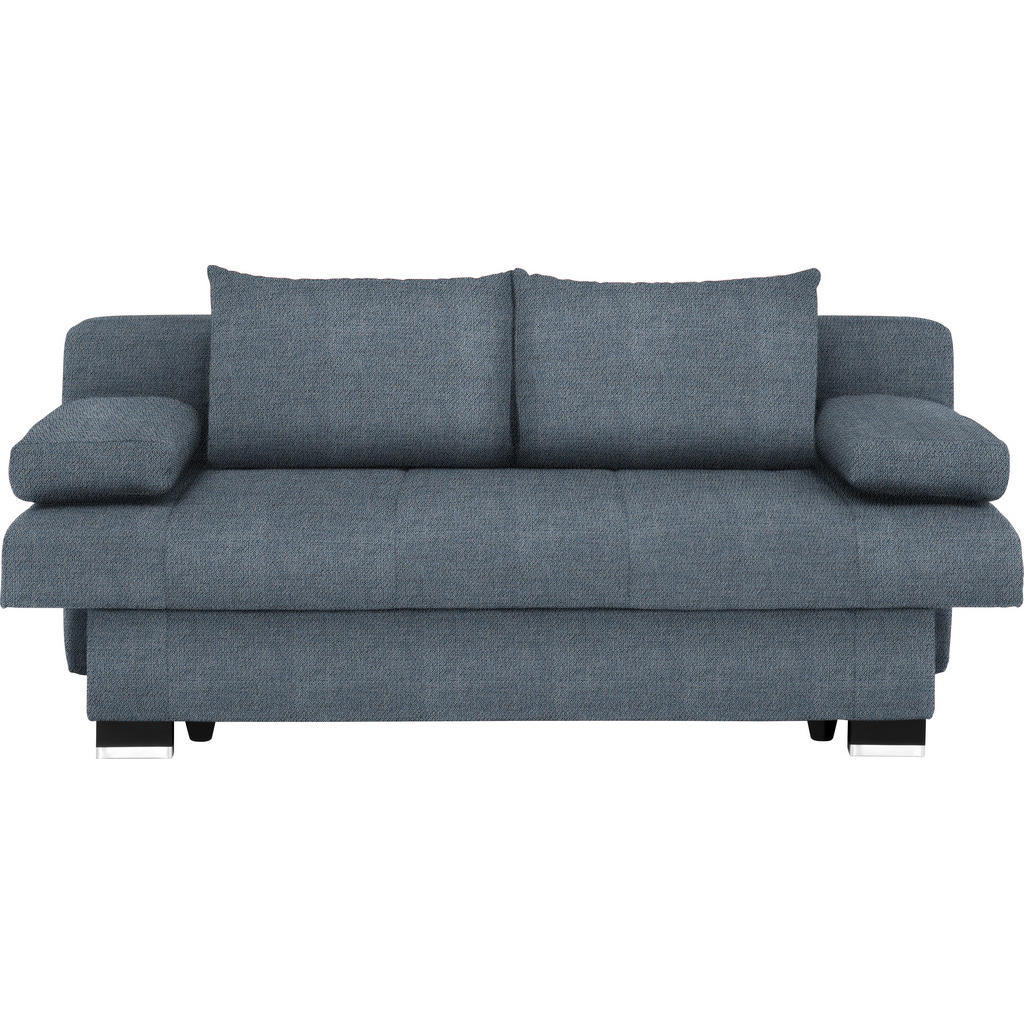 BANK MET BEDFUNCTIE, blauw, grijs textiel