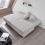 BANK MET BEDFUNCTIE, lichtgrijs textiel thumbnail 3