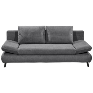BANK MET BEDFUNCTIE, antraciet textiel, houtmateriaal