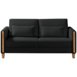 BANK MET BEDFUNCTIE, zwart, beukenhout, textiel thumbnail 1