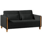 BANK MET BEDFUNCTIE, zwart, beukenhout, textiel thumbnail 4