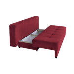 BANK MET BEDFUNCTIE, kleuren van bosvruchten, houten materiaal, textiel thumbnail 4