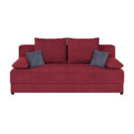 BANK MET BEDFUNCTIE, kleuren van bosvruchten, houten materiaal, textiel thumbnail 5