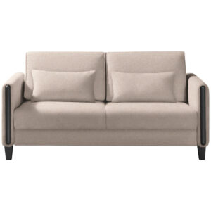 BANK MET BEDFUNCTIE, zwart, wit hout, textiel