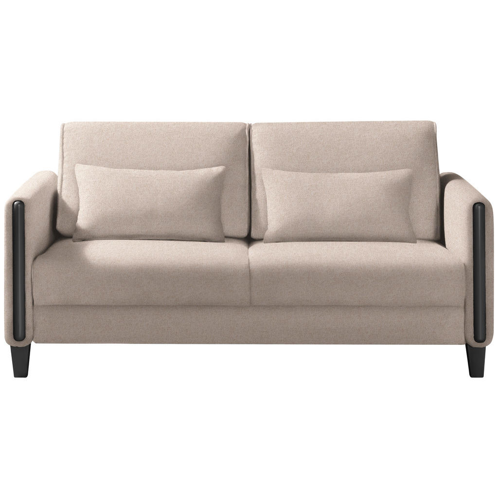 BANK MET BEDFUNCTIE, zwart, wit hout, textiel