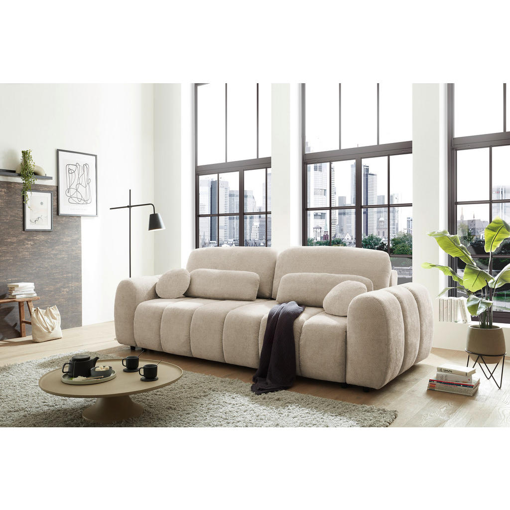 BANK MET BEDFUNCTIE, wit textiel