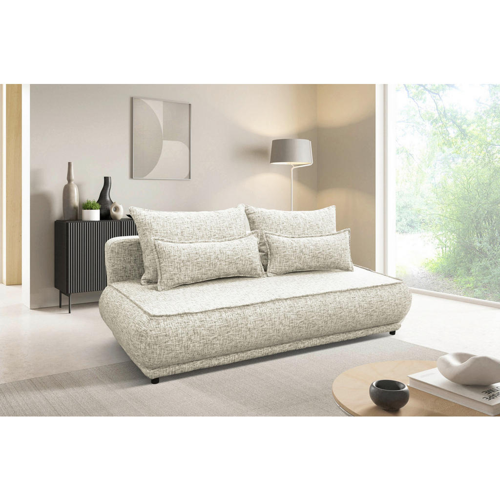 BANK MET BEDFUNCTIE, wit textiel