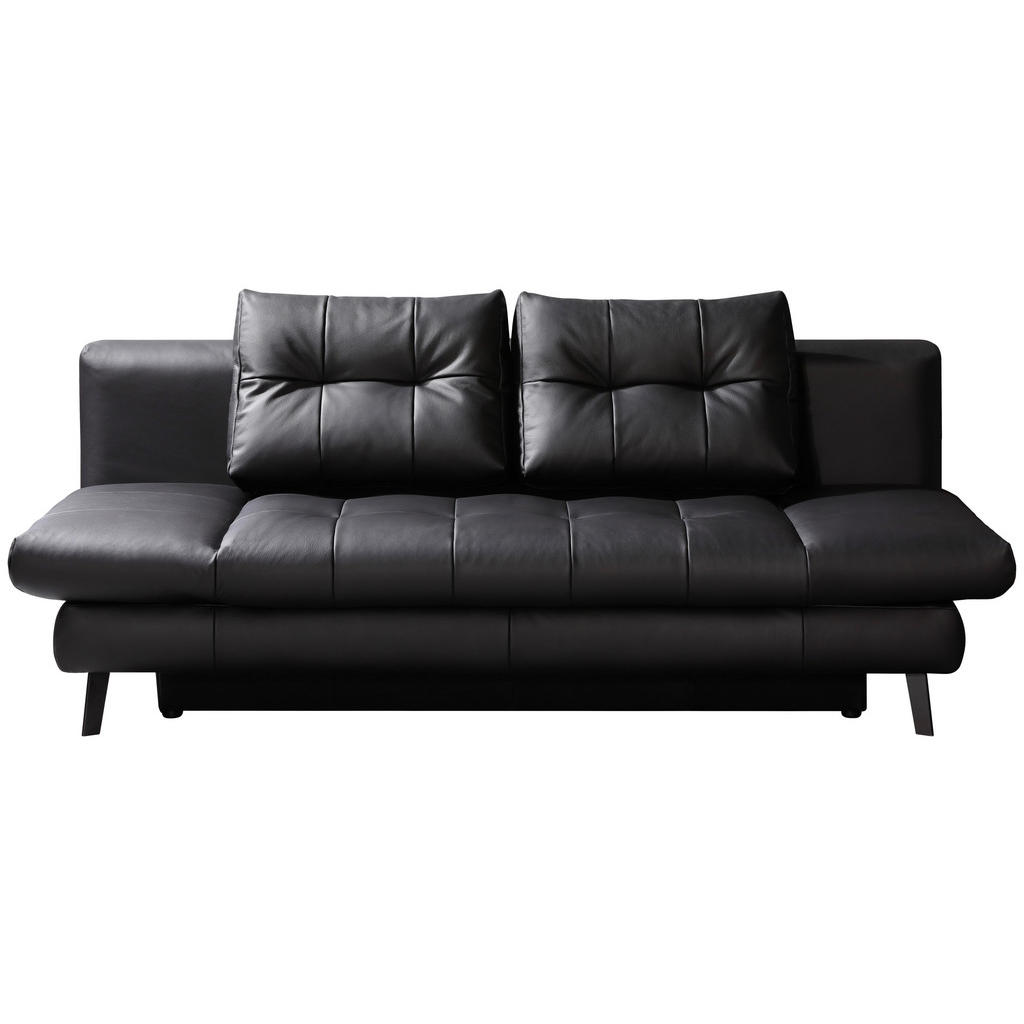 BANK MET BEDFUNCTIE, zwart leer
