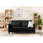 BANK MET BEDFUNCTIE, zwart hout, textiel thumbnail 2