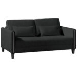 BANK MET BEDFUNCTIE, zwart hout, textiel thumbnail 5