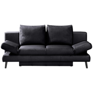 BANK MET BEDFUNCTIE, zwart leer