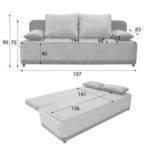 BANK MET BEDFUNCTIE, crèmekleurig textiel thumbnail 3