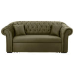 BANK MET BEDFUNCTIE, olijfgroen textiel thumbnail 1
