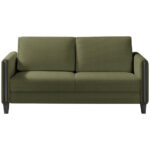 BANK MET BEDFUNCTIE, zwart, olijfgroen hout, textiel thumbnail 4