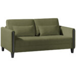 BANK MET BEDFUNCTIE, zwart, olijfgroen hout, textiel thumbnail 7