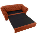 BANK MET BEDFUNCTIE, gebrand bruin textiel thumbnail 2