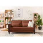 BANK MET BEDFUNCTIE, zwart, gebrand bruin hout, textiel thumbnail 2