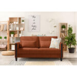 BANK MET BEDFUNCTIE, zwart, gebrand bruin hout, textiel thumbnail 2