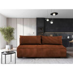 BANK MET BEDFUNCTIE, steenbruin textiel thumbnail 1