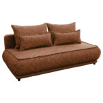 BANK MET BEDFUNCTIE, gebrand bruin textiel thumbnail 2
