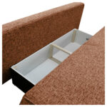 BANK MET BEDFUNCTIE, gebrand bruin textiel thumbnail 5