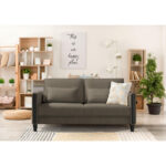 BANK MET BEDFUNCTIE, bruin, zwart hout, textiel thumbnail 2