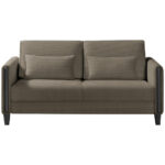 BANK MET BEDFUNCTIE, bruin, zwart hout, textiel thumbnail 1