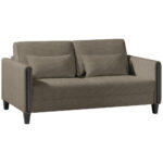 BANK MET BEDFUNCTIE, bruin, zwart hout, textiel thumbnail 4
