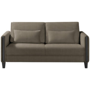 BANK MET BEDFUNCTIE, bruin, zwart hout, textiel