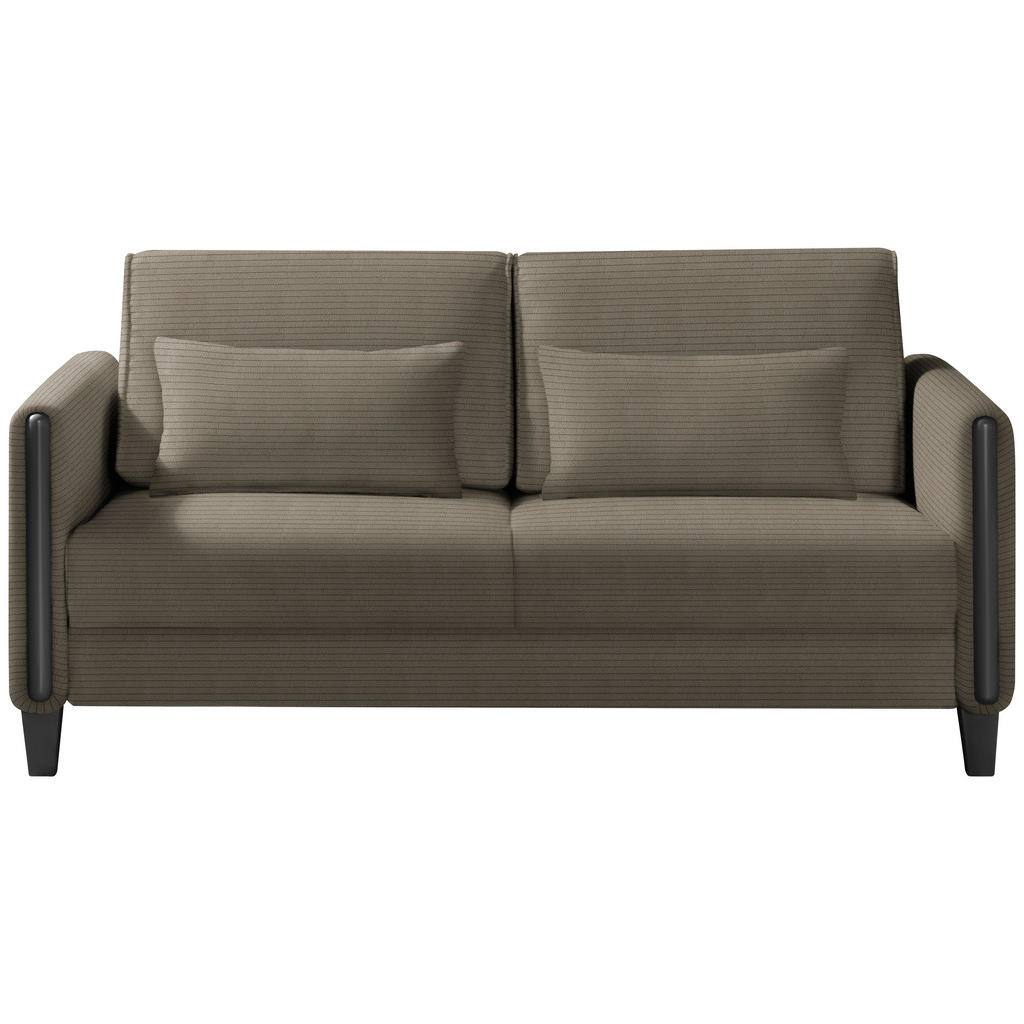 BANK MET BEDFUNCTIE, bruin, zwart hout, textiel