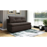 BANK MET BEDFUNCTIE, bruin textiel thumbnail 2